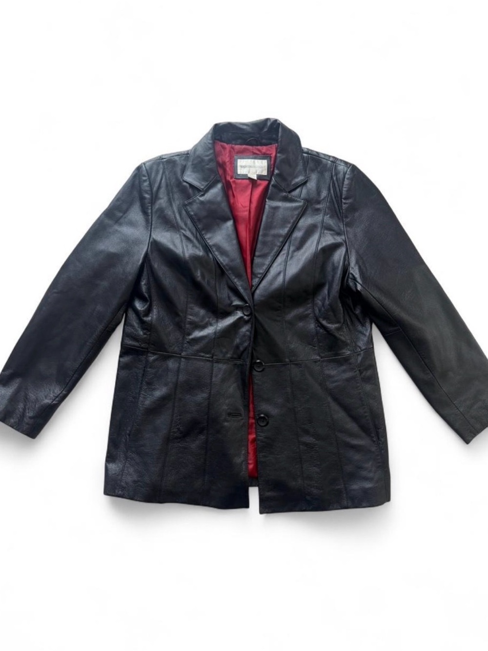 Worthington Black Leather Blazer with Red Lining